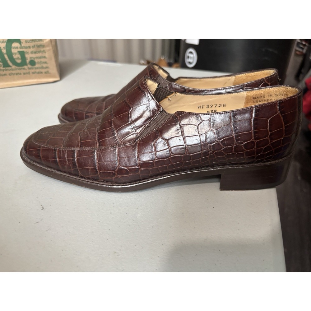 Ralph Lauren Women Brown Crocodile Alligator Spain Loafer Slip Sz 9.5B WF3972B